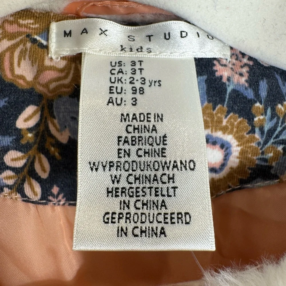 NWT Max Studio Kids Toddler Girls Pink Coat with Faux Fur Collar Size 3T